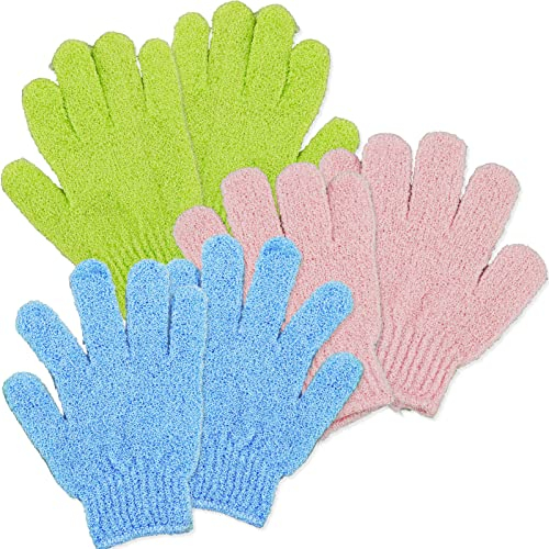 3 Pairs Exfoliating Gloves, Body Scrub Exfoliator Glove, Exfoliating Mitt, Body Exfoliator Hand Mitten, Body Scrubber Bath Gloves Scrubs for Shower, Spa, Massage, Dead Skin Cell Remover