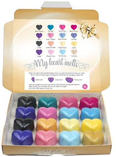 Mixed Perfume Wax Melts: 16 Heart Shaped Melts in a Presentation Gift Box'
