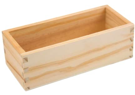 Aufbewahrungsbox Naturholz Ordnungsbox ohne Deckel mit Griffen Zuhause Haushalt Büro Regal Hobby 18 x 8 x 6 cm