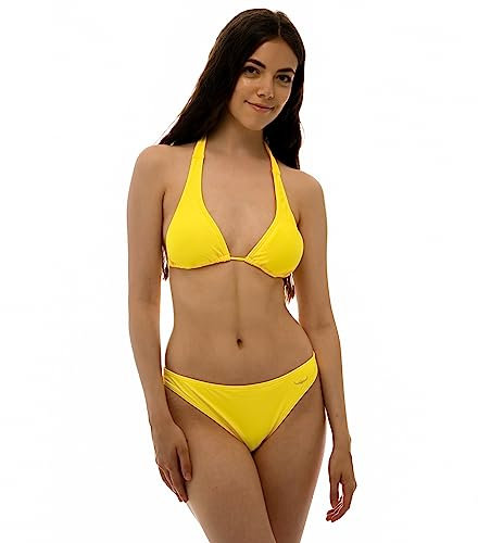 ROCK-IT Apparel Bikini Damen Set I Bikinioberteil Set mit Bikinihose I Triangel Bikini mit Push up Pads zum rausnehmen I Farbe Gelb (Slip XL - Top L)