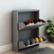 [en.casa] Schuhschrank Sokndal Schuhkipper mit 2 Klappen Metall Schuhkommode für 4 Paar Schuhe 71 x 50 x 15 cm Grau