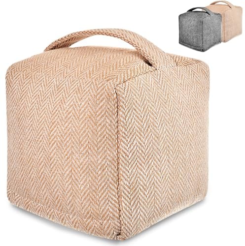Praknu Fermaporta da Pavimento in Stoffa - Extra Pesante 1Kg - con Copertura Lavabile, Maniglia per il Trasporto e Cuscinetti Antiscivolo - Per Casa e Ufficio (Beige)