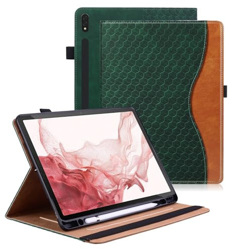 Vkooer Hülle für Samsung Galaxy Tab S10+, Galaxy Tab S9 FE+ / S9 Plus 12.4 Zoll Schutzhülle [Auto Schlaf/Wach Funktion] Book Cover Tasche Case für Galaxy Tab S9 Plus 12.4 Zoll 2023 - Dunkelgrün