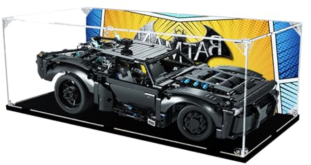 Acryl-Vitrine für Lego Batman – Batmobil 42127, staubdichte Schaubox, kompatibel mit Lego-Modell, Superhelden-Schaukasten, Geschenk (Hintergrund A (53 x 25 x 18)