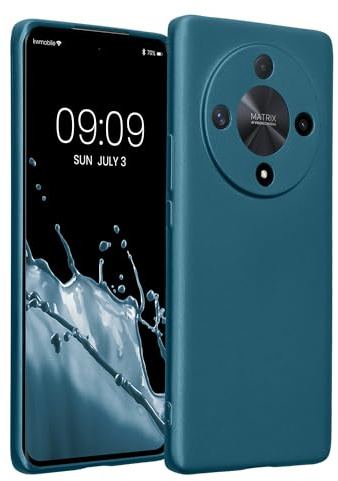 kwmobile Handyhülle für Honor Magic6 Lite / X9b Hülle - Silikon Case metallisch schimmernd - Schutzhülle Cover - Metallic Karibikblau