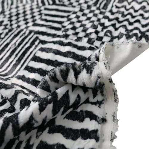 TOLKO 50cm Kunstfell | weicher Baumwollstoff mit 4mm Florhöhe | Kurzhaar Webpelz zum Nähen Dekorieren Basteln | 140cm breit Teddy Plüschstoff Pelzimitat Kunstfellstoff Meterware (Schwarz Weiß)
