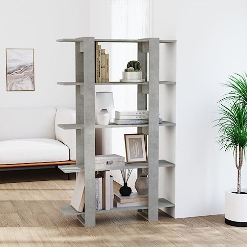 QJBSAVVA Bücherregal, Eckregal Stehend Schwerlastregal Wandregal Bücherregal Geeignet für Balkon Abstellraum Küche Kellerraum Raumteiler Betongrau 100x30x160 cm