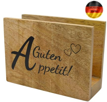HOMEANCE Serviettenhalter Holz, Serviettenspender Tischdeko, personalisiert mit Schriftzug