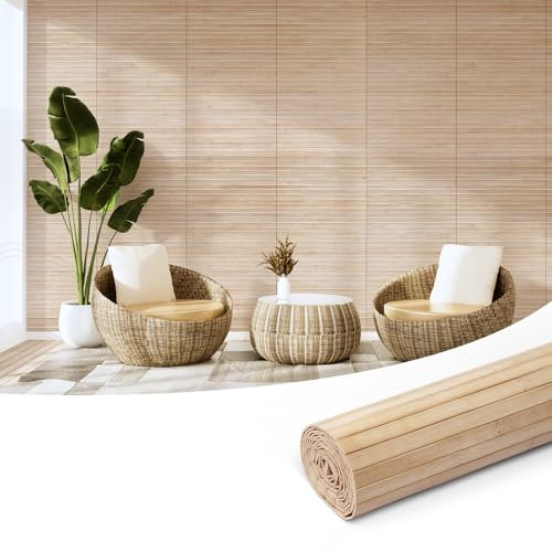 Art3d Panel de pared de bambú natural para decoración de paredes interiores, paneles renovables para pared, techo, muebles, gabinetes, oficinas, 30 x 244 cm, carbonizado