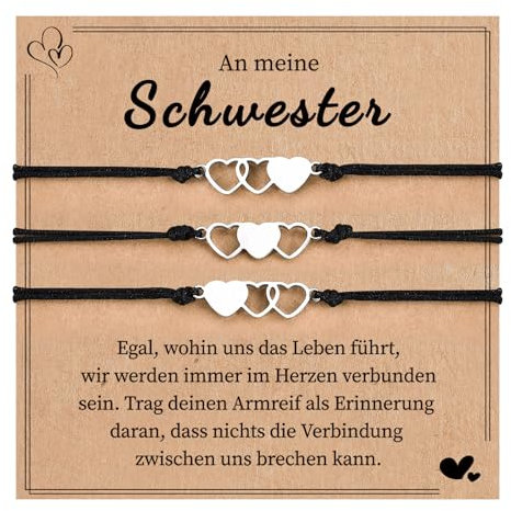 VU100 3 Stück Schwester Geschenk Schwester Armband Geschenk Schwester Geburtstag Große Schwester Weihnachten Geschenke für Mädchen Freunde