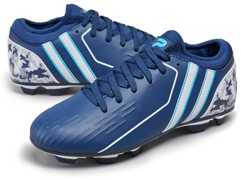 Patrick Linear Football Boot - Kids Football Boots - Durable Football Boots - Non-Slip Junior Football Boots, Navy - Footwear Since 1892, Size 10