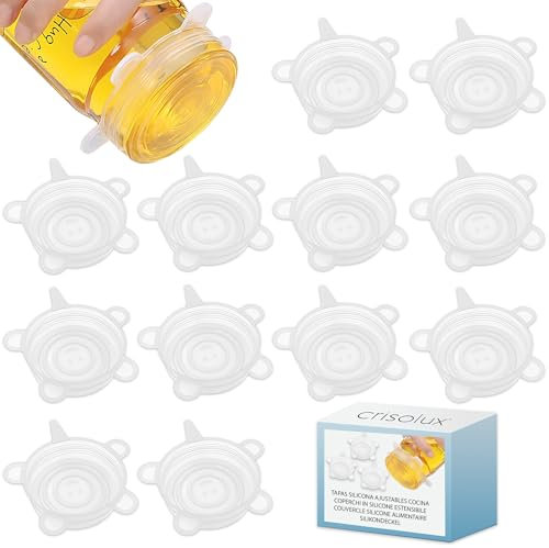 Couvercle silicone alimentaire 12 pieces pour bocaux boîtes tasses verres Reutilisable et sans BPA Lavable au lave-vaisselle Préserve la fraîcheur des aliments et des boissons