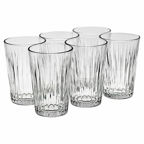 Queensway Home & Dining 350ml Highball Glasses Whiskey, Water, Juice Tumblers for Daily Use, Stylish Design, Perfect for Serving Cocktails, Mixed Drinks, and Refreshing Beverages (Set of 6)