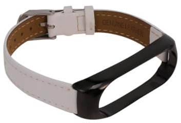 PHENOFICE 1stück Edelstahl Armband Für Mi Band Strapazierfähige Und Elegante Cowhide-uhrband-alternative Weiß Für Herren Und Damen Bequem Und Stilvoll Im Alltag