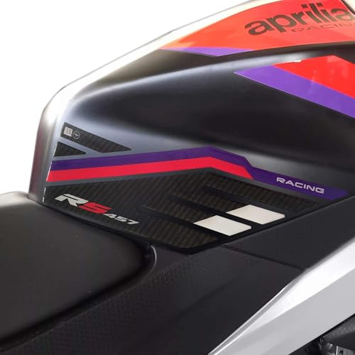 LABELBIKE 3D Motorrad Tankaufkleber kompatibel mit Aprilia | RS 457 2024, Seitenschutz aus Kunstharz, kratzfest, dekorativ, Lila