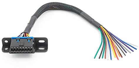 Reykentu Prise OBD2 universelle 16 broches pour ouvrir le câble OBD, fiche d'extension , adaptateur d'interface plate