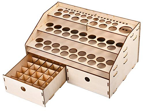 Organizador de botellas de pintura de madera para modelos de bricolaje y pinceles, soporte de exhibición para modelo 321508