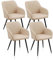 ZBAOLTO Stühle esszimmer 4er Set Kunstleder, Diamant-Gitter-Esszimmerstuhl Küchenstuhl Polsterstuhl Wohnzimmerstuhl mit Armlehnen Rückenlehne Metallbeine, für Esszimmer Wohnzimmer Küche, Beige