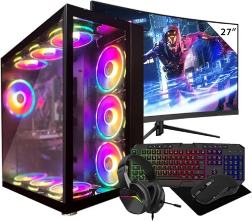 ASC Gaming PC Bundle, Intel Core i9 11900F, Nvidia RTX 4060 8GB Graphics, 32GB RAM, 1TB NVMe SSD, 600W 80+ PSU, WiFi, Windows 11, 10 Fan Black RGB Case, 27 Gaming Monitor
