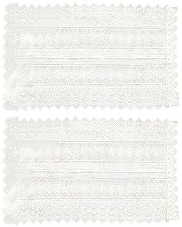 DECHOUS 2 Stück Weiße Spitze Tischsets 25x40cm Modernes Boho Tischtuch Elegantes Rechteckiges Häkeldeckchen für Hochzeit Küche Camping Außen Dekoration