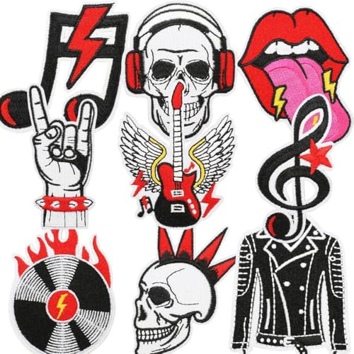 Rock Punk Band Patch Set,Bestickte Aufnäher zum Aufbügeln Flicken Zum Aufbügeln Totenköpfe Patches Zum Aufnäher Aufbügel Patches Schädel Augapfel Muster für Jacken Hut Kleidung Taschen Dekoration