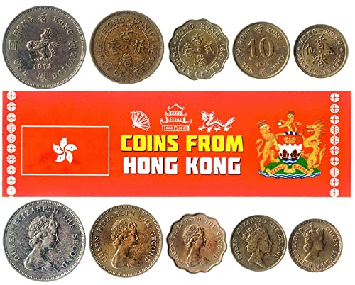 5 Hong Kong Coins from Asia | Old Collectible Hongkonger Cash Lot | Perfect Choice For Your Coin Bank, Holders And Collection Album