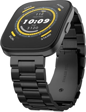 iHoxstrapie Cinturino Compatibile con Amazfit Bip 5 46mm, Bracciale in Metallo da 22mm in Acciaio Inossidabile Cinturino di Ricambio per Amazfit Bip 5