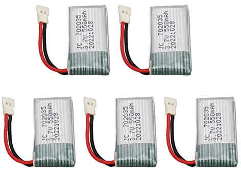 Juroupi 5Pcs 3.7V 550mAh Remote Control UAV Battery Accessories for Hubsan X4 H107L H107D MJXRC F47 DFD F180 RC Drone