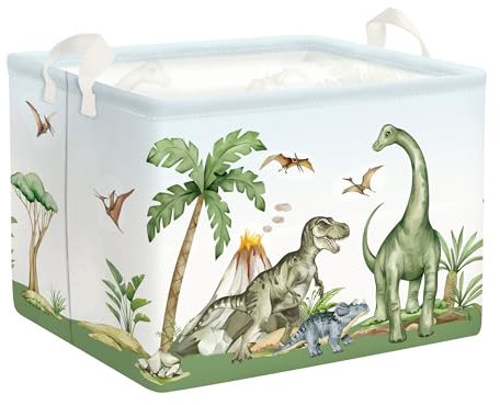 HUUMONSS Dinosaurs Baby Laundry Hamper Collapsible Clothes Kids Storage Basket Palm Tree Large Boys Girls Gift Toy Box Bin for Nursery Room, Green, 36L