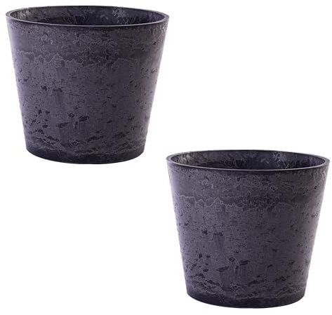 Garden Gear Caesar Charcoal Marble Effect Garden Planter, Frostproof, UV Resistant Flower Pot for Patio & Outdoor Use (30.5cm Pot x2)