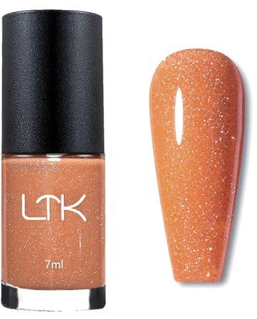 Orange Nail Polish Air Dry Fast - Glitter Neon Orange Nail Polish Quick Dry - Regular Shiny Shimmer Oil-based Glitter Nail Lacquer - Full Coverage Nail Art Manicure Home