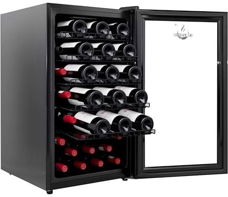 El Fuego® Weinkühlschrank | für 41 Flaschen | mit digitalem Touchscreen | Innenraumvolumen 98 Liter | 5 Fächer | extrem leise | Temperatur regelbar 5-20° C |Weintemperierschrank | Weinschrank | AY 291