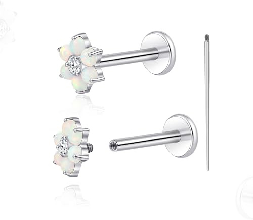 limerencia 18G Titan-Piercingschmuck, 2 Stück hypoallergene Ohrstecker mit Innengewinde und flacher Rückseite für Tragus/Nase/Helix/Conch/Lippe/Labret/Knorpel für Damen Herren