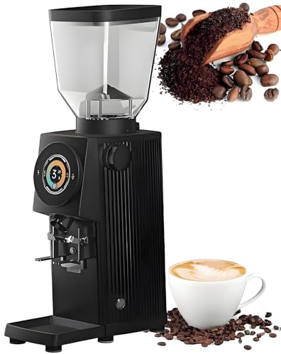 Macinacaffè Elettrico con Display, macinacaffè a macine Piatte, Corpo in Alluminio, con Imbuto da 1000 g, finezza di macinazione Regolabile, per Bar, Pasticceria