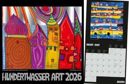 Hundertwasser - Broschürenkalender Art 2026 - Wörner Verlag - Wandkalender mit Platz für Eintragungen - 30 cm x 30 cm (offen 30 cm x 60 cm)