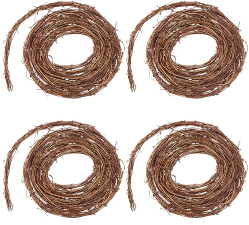 OLYCRAFT 4 Rolls Natural Grape Vine Wreath 4.5m Rattan Wreath Crafts Natural DIY Grapevine Twig Vines Rustic Grapevine Wreaths Fall Decor Wreaths for Wedding House Holiday Door Vase Wall Decor