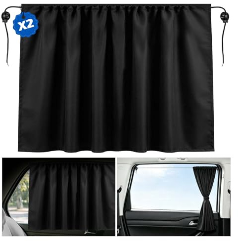 Sonnenschutz Auto Seitenfenster, 2 Stück, Saugnapf, Universal | UV-Schutz, Sonnenblende gegen Hitze, Schutz gegen Blendung, Für Seitenscheibe