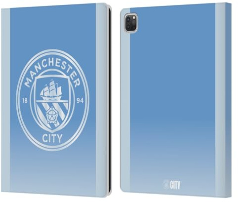 Head Case Designs Offizielle Manchester City Man City FC Haus 2026/27 Abzeichen-Set Leder-Wallet-Hülle Kompatibel mit Apple iPad Pro 12.9 2020/2021/2022