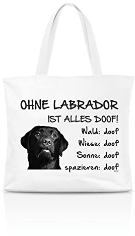 AdriLeo Einkaufstasche Ohne Labrador ist alles doof! (schwarzes Fell)
