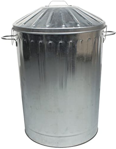 CrazyGadget® 90 Litre 90L Extra Large Colour Metal Dustbin Kitchen House Garden Storage Unit Bin with Special Locking Lid (Galvanised)