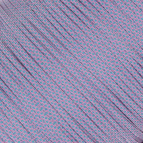 West Coast Paracord Mehrfarbiges Nylon-Seil, Militär-Paracord 550 Typ III, 7 Stränge, 30 m lange Stränge (Rosa mit türkisen Diamanten)