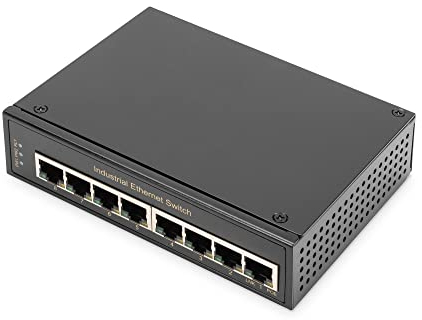 DIGITUS Netzwerk-Switch 8-Port - Hutschiene oder Wand-Montage - Gigabit Ethernet RJ45 Buchsen - DIN-Rail - 1 GBit/s