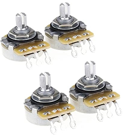 CTS 450 Series A500K Split Shaft Fine 24-Splines Audio Taper Potentiometer for Electric Guitar Bass, 10% Tolerance (Set of 4)