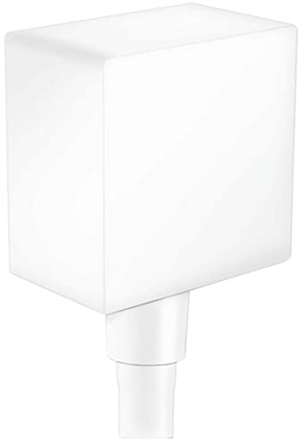 hansgrohe Schlauchanschluss FixFit Square, Wandanschluss mit Rückflussverhinderer, Mattweiß, Klein