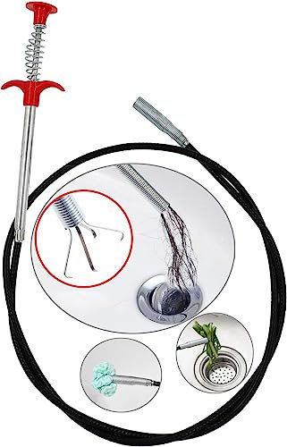 AUSAYE Serpiente de Fregadero de 79 Pulgadas, Herramienta de Recogida de Garra de Agarre, Herramienta de Limpieza de Drenaje de Serpiente de fontanería para Fregadero, Drenaje de Tubos,