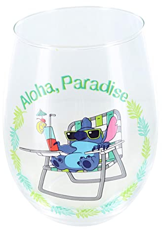 Silver Buffalo Disney's Lilo and Stitch Aloha Paradise - Vaso sin tallo, 591 ml