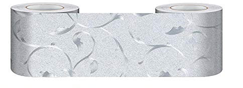 Bordure de papier peint Vigne d'argent Décoration murale amovible Frise Murale Autocollant en PVC Plinthe Autocollant imperméable 15cm X 500cm