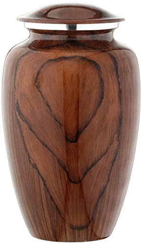 BOLD & DIVINE Urne funéraire funéraire en Aluminium avec Finition Grain de Bois | Grande Taille | 500 cm Cubes | pour Cendres humaines Adultes funéraires funéraires