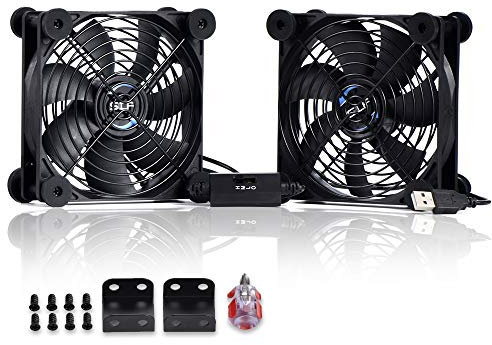 SCCCF Dual 120mm USB Cooling Fan with Speed Control - Quiet 5V Portable Fan for Electronics, TV, Router, DVR, PS5/Xbox/PC Cabinet, Computer & Gaming Console Cooling