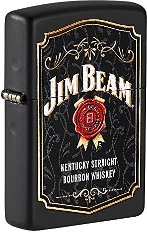 Zippo Sturmfeuerzeug - Modell Jim Beam - Black Matte Finish mit Color Image - Nachfüllbar - Wiederverwendbar - Windfestes Design - Geschenkbox - Made in USA